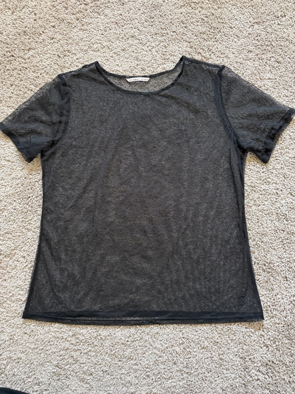 Victoria's Secret Black Sheer Short-Sleeve Tee